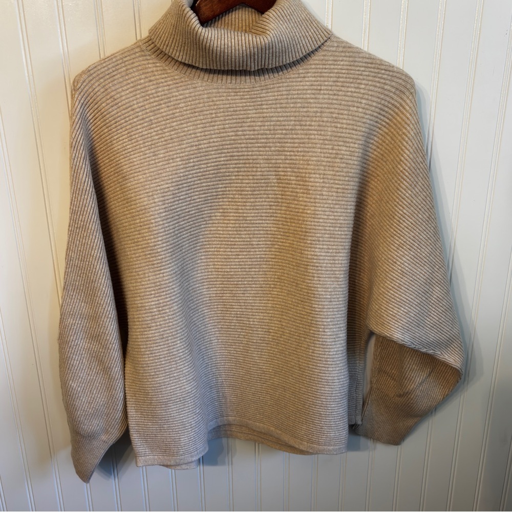 Old Navy Cozy Beige Turtleneck Cropped Sweater